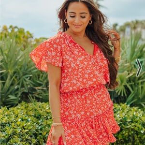 Buddy Love Roxy Short Sleeve Mini Dress - Mai Tai